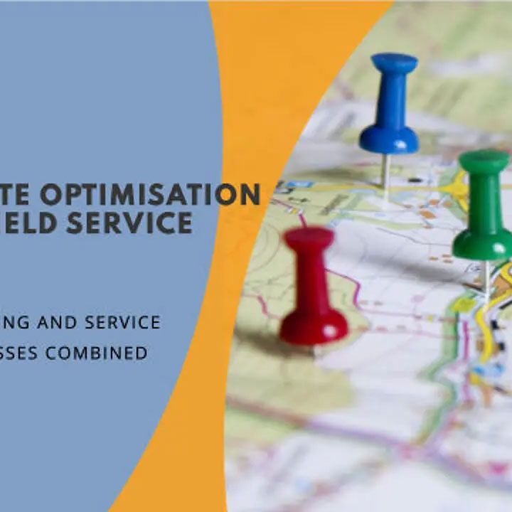Grafik zur Routenoptimierung im Field Service mit Stecknadeln auf einer Karte als Symbol für Planung, Einsatzsteuerung und optimierte Serviceprozesse