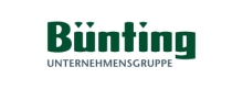 Bünting Unternehmensgruppe Logo in grüner Schrift mit Zusatzbezeichnung auf dunklem Hintergrund