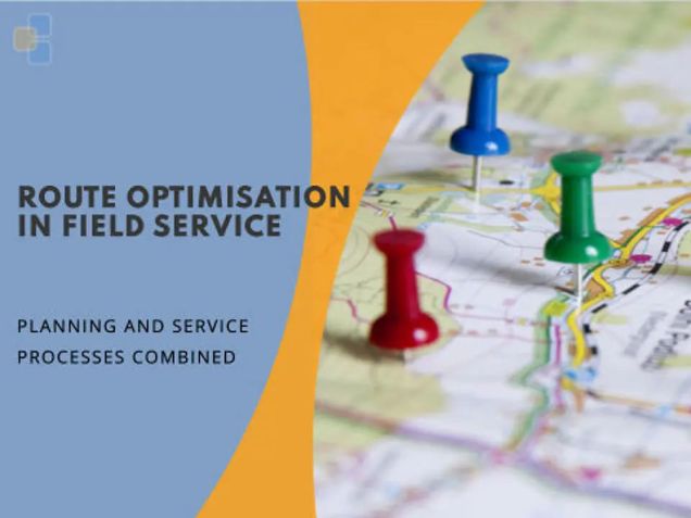 Grafik zur Routenoptimierung im Field Service mit Stecknadeln auf einer Karte als Symbol für Planung, Einsatzsteuerung und optimierte Serviceprozesse