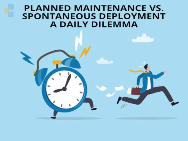 Illustration mit laufender Person und Uhr als Symbol für den Konflikt zwischen geplanter Wartung und spontanen Einsätzen im IT- und Service-Management