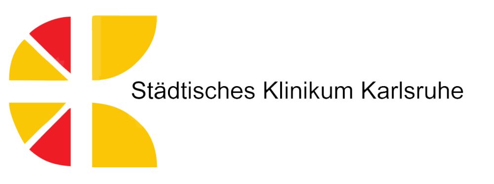 Logo des Städtischen Klinikums Karlsruhe mit farbigen grafischen Elementen und Schriftzug auf hellem Hintergrund