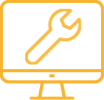 Icon eines Monitors mit Schraubenschlüssel als Symbol für Systemwartung, IT-Service und technische Unterstützung