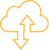 Icon einer Cloud mit Pfeilen nach oben und unten als Symbol für Datenaustausch, Synchronisation und Cloud-basierte Prozesse